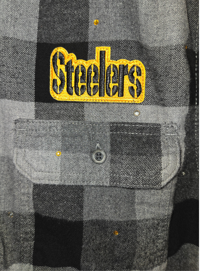 Pittsburgh Steelers Rhinestone Crop Flannel