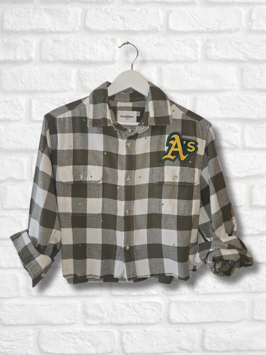 Oakland Athletics Crop Flannel