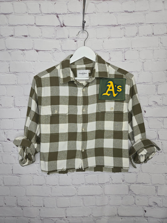 Oakland Athletics Crop Flannel