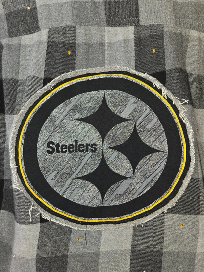 Pittsburgh Steelers Rhinestone Crop Flannel