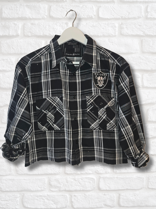 Las Vegas Raiders Crop Flannel