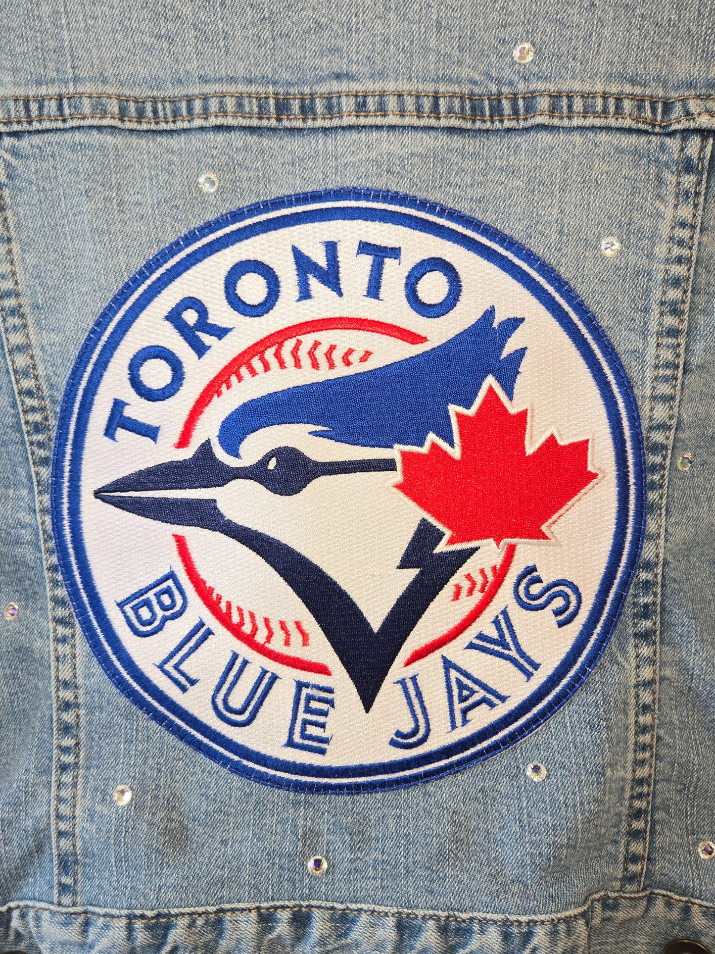 Toronto Blue Jays Rhinestone Crop Denim Jacket