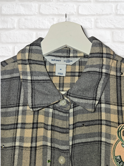 Milwaukee Bucks Rhinestone Crop Flannel
