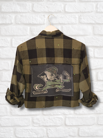 Notre Dame Rhinestone Crop Flannel
