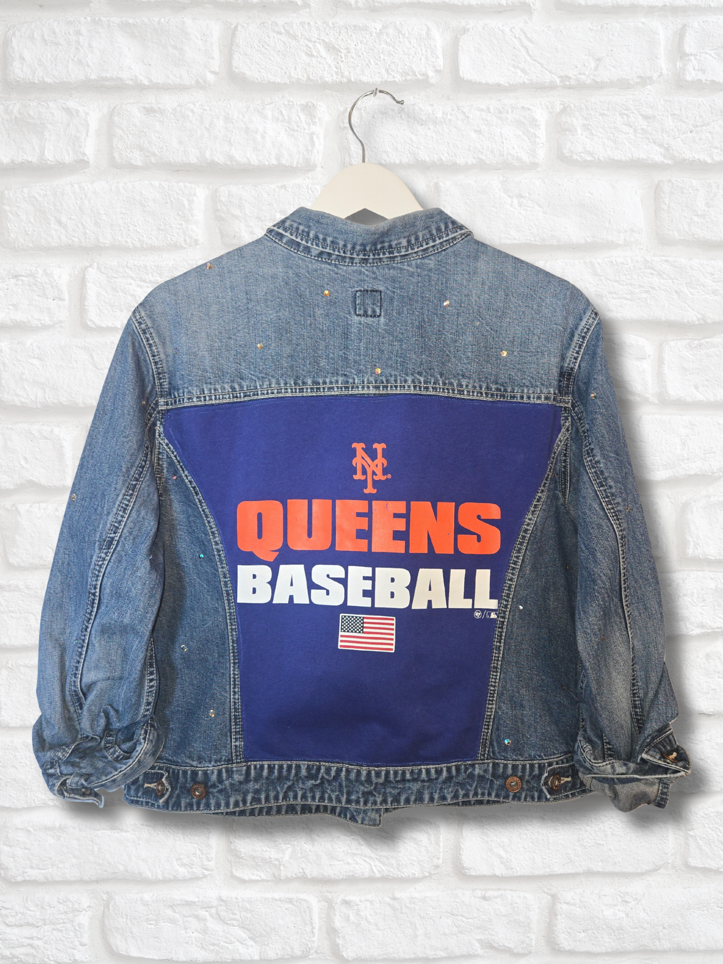 New York Mets Crop Rhinestone Jacket