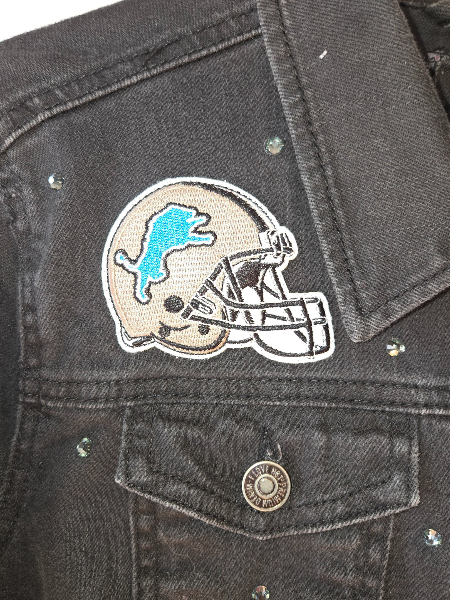 Detroit Lions Crop Denim Jacket
