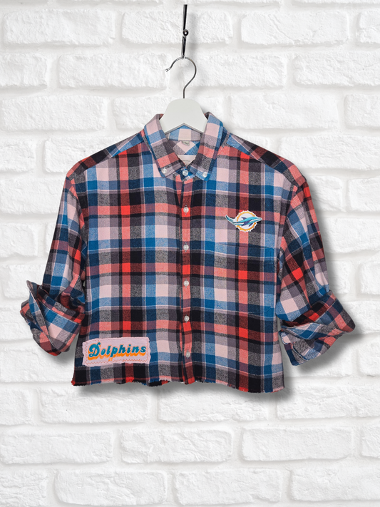 Miami Dolphins Crop Flannel