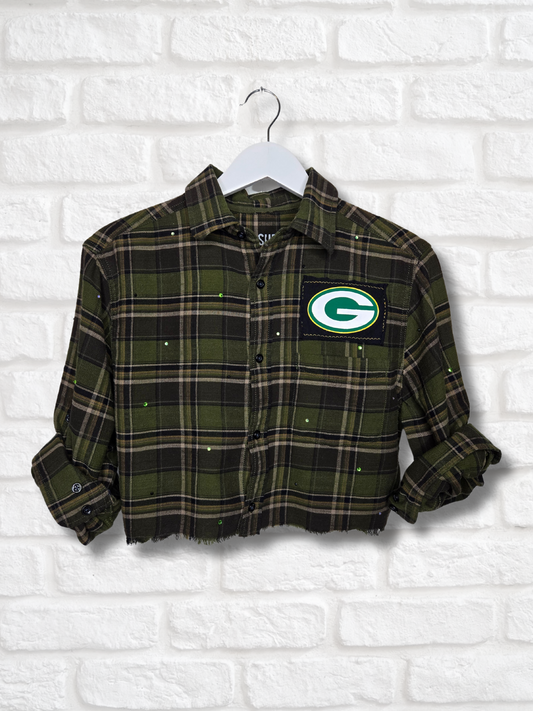 Green Bay Packers Crop Flannel