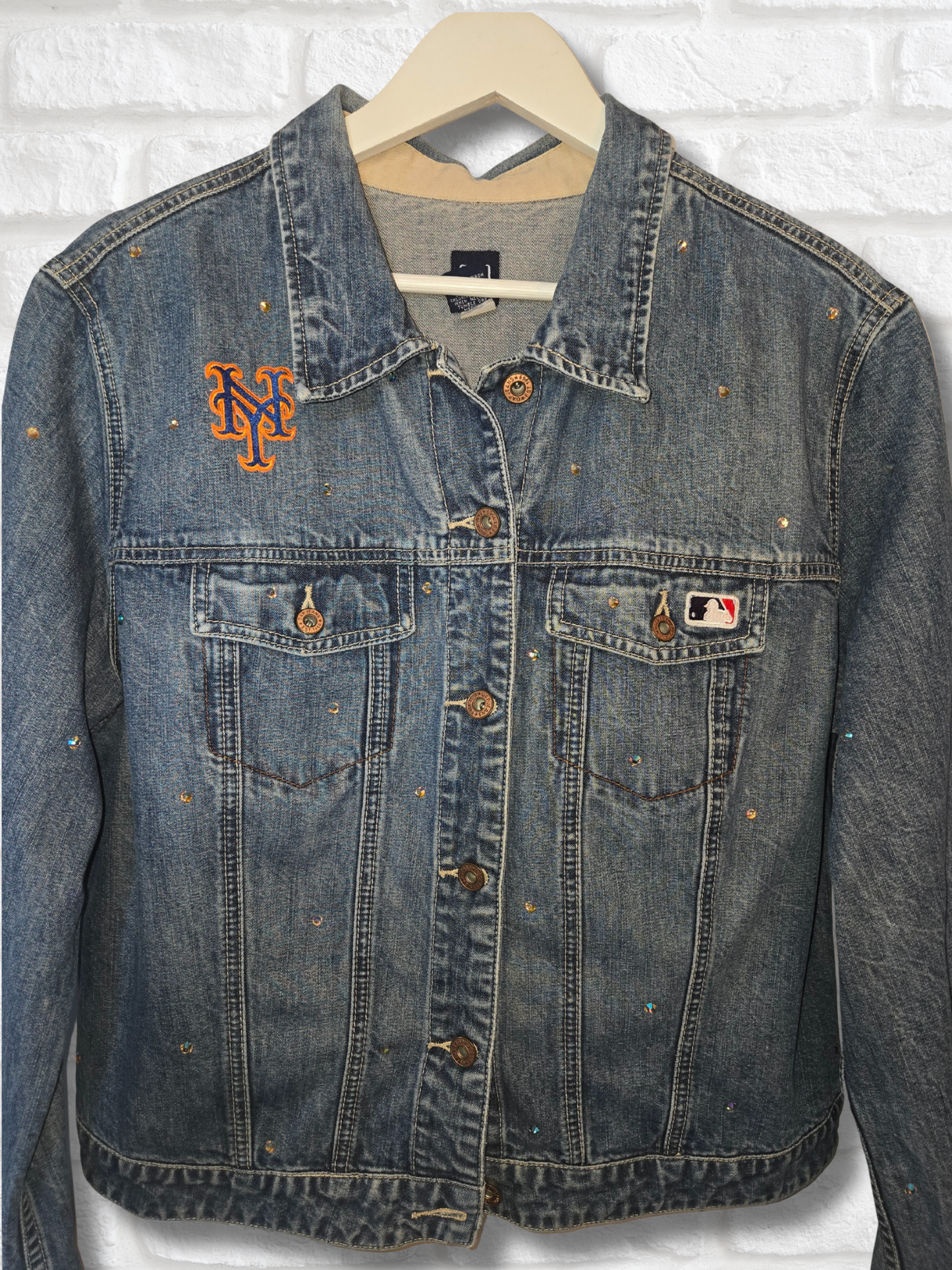 New York Mets Crop Rhinestone Jacket