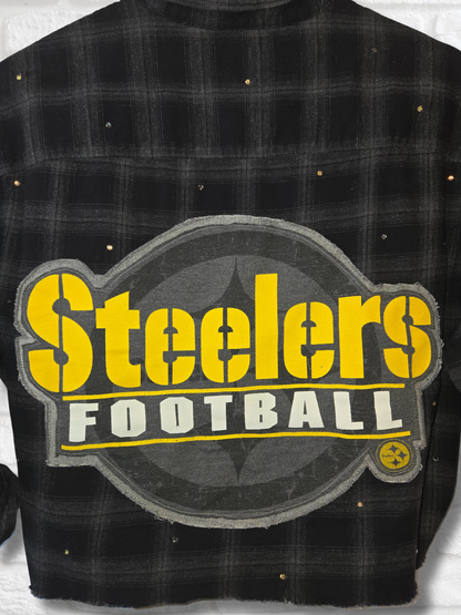 Pittsburgh Steelers Rhinestone Crop Flannel