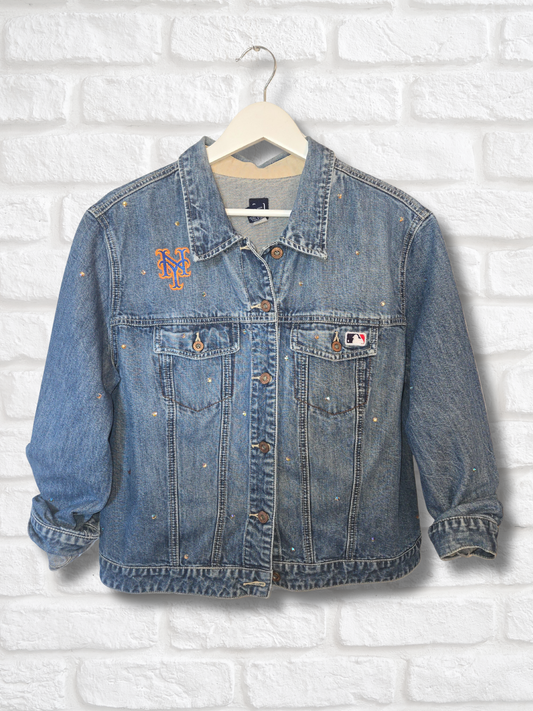 New York Mets Crop Rhinestone Jacket