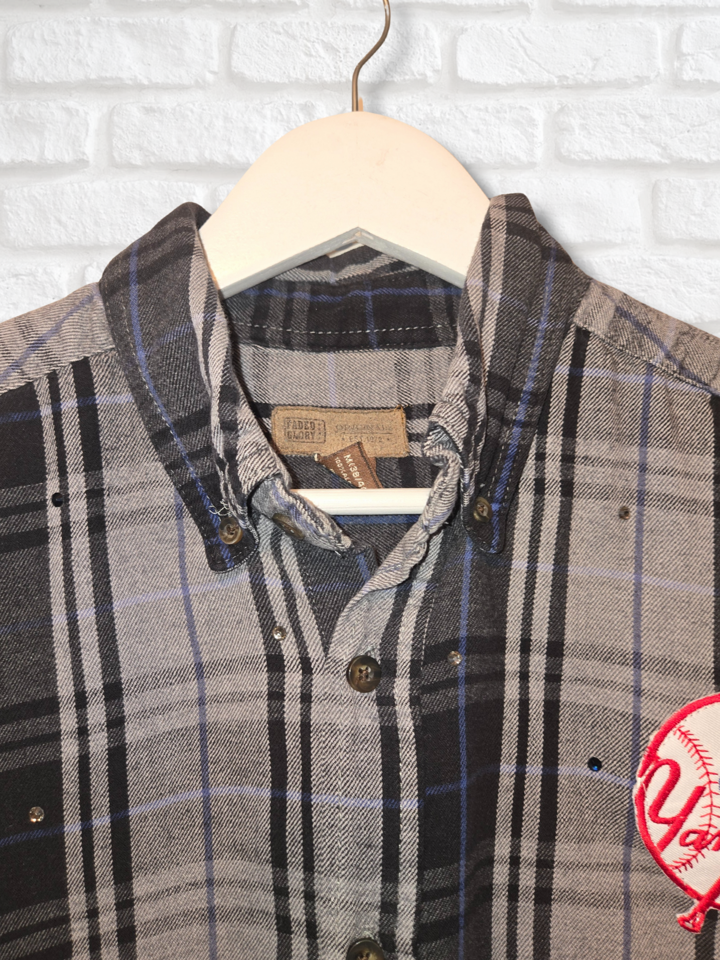 New York Yankees Rhinestone Crop Flannel