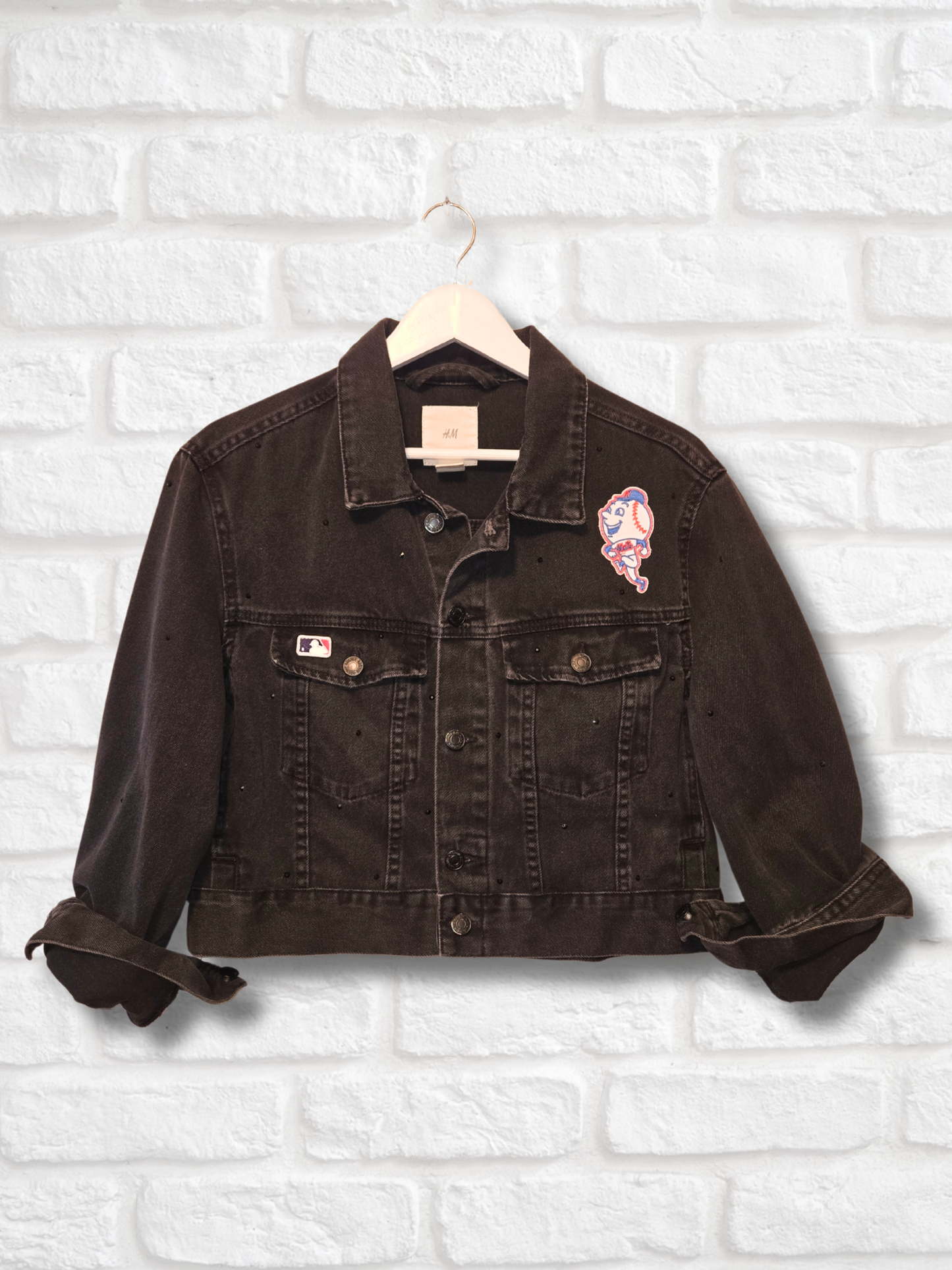 New York Mets Rhinestone Crop Jacket