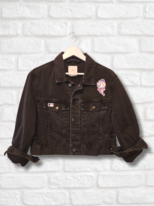 New York Mets Rhinestone Crop Jacket