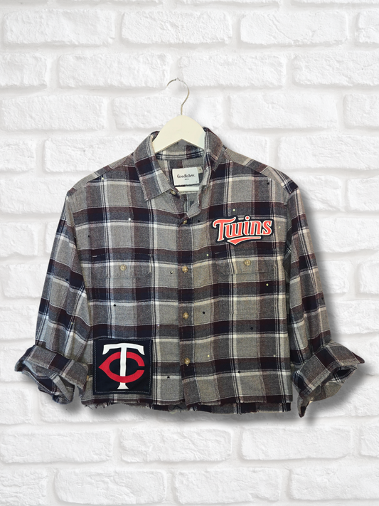 Minnesota Twins Rhinestone Crop Flannel