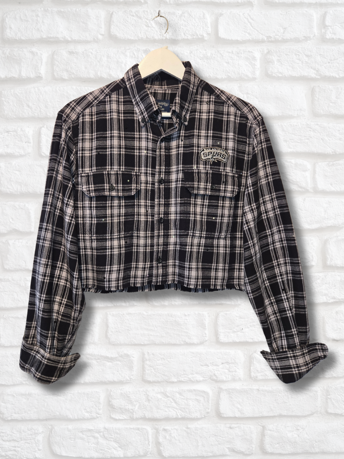 San Antonio Spurs Rhinestone Crop Flannel