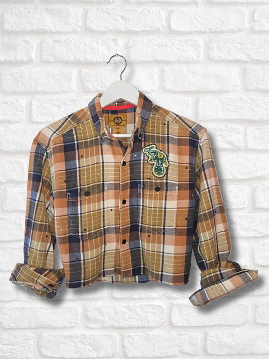 Oakland Athletics Crop Flannel