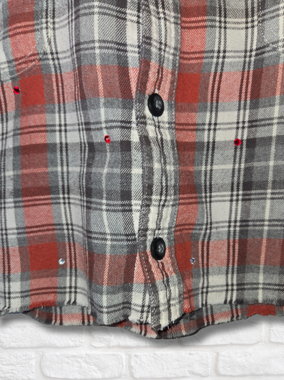 San Francisco 49ers Rhinestone Crop Flannel