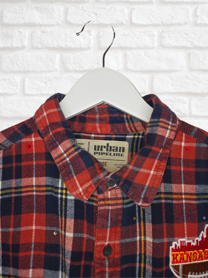 Kansas City Chiefs Crop Rhinestone Flannel