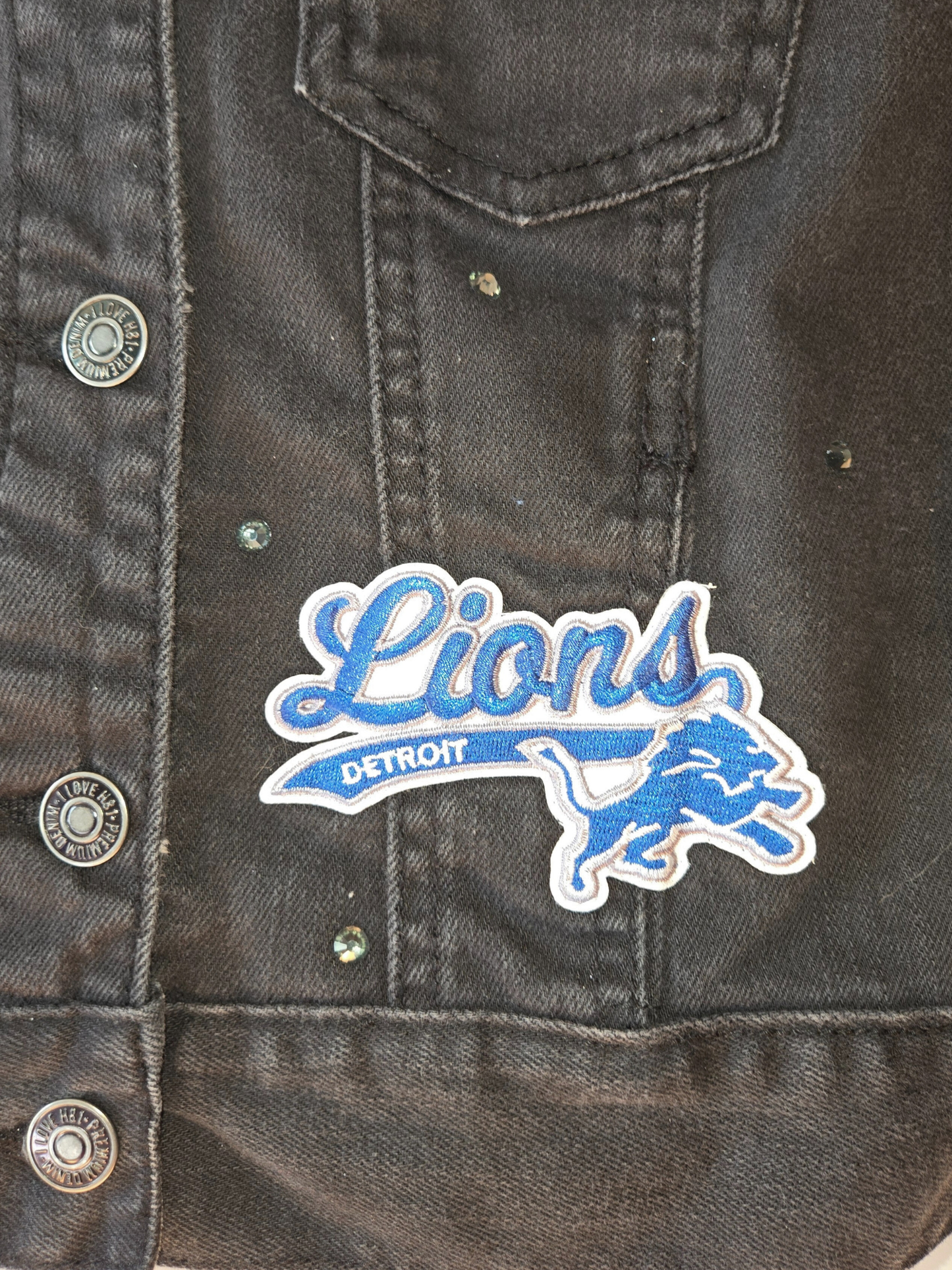 Detroit Lions Crop Denim Jacket