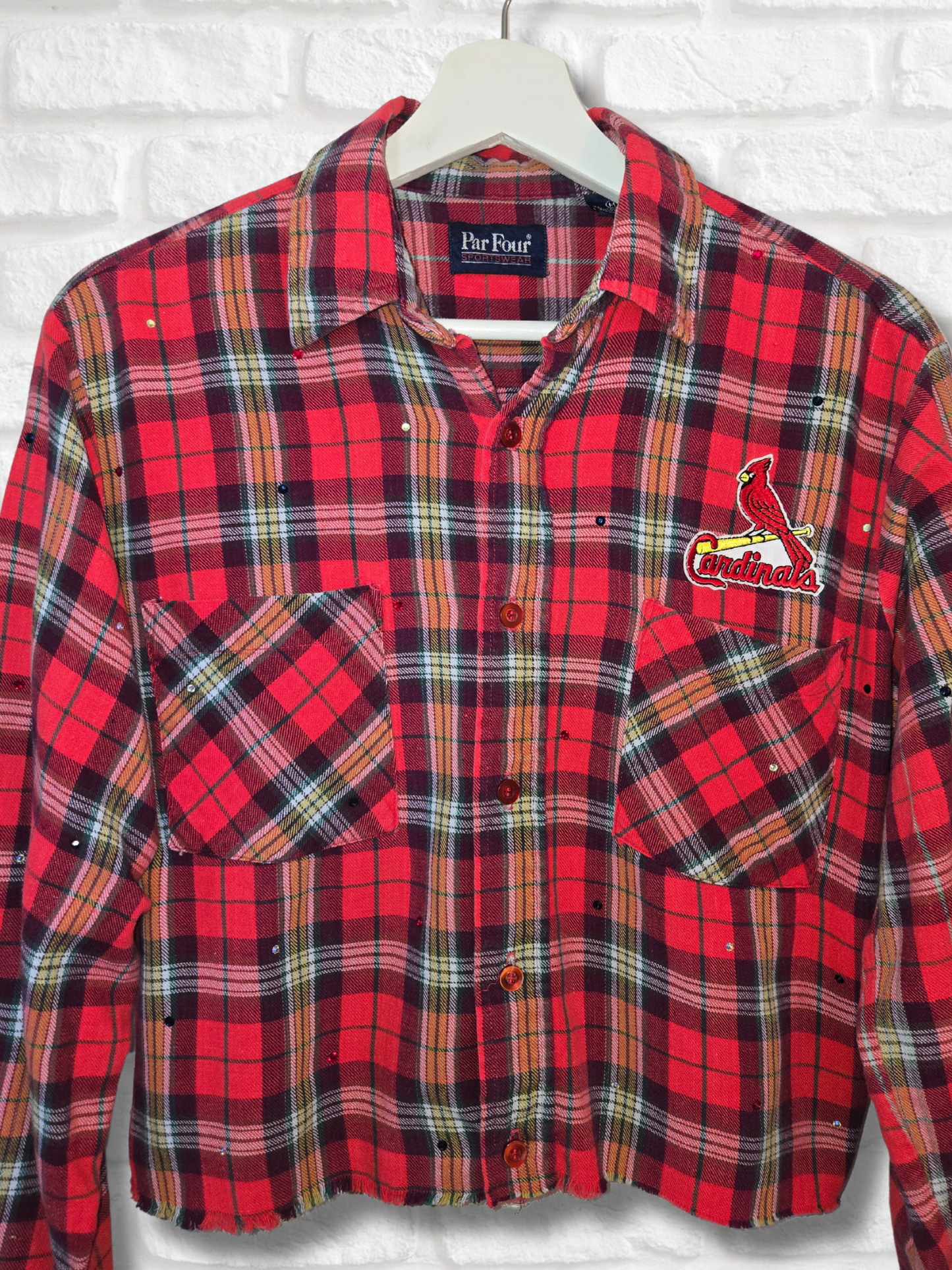 St. Louis Cardinals Rhinestone Crop Flannel