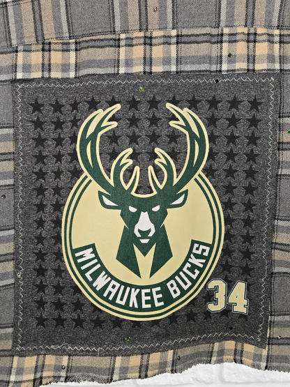 Milwaukee Bucks Rhinestone Crop Flannel