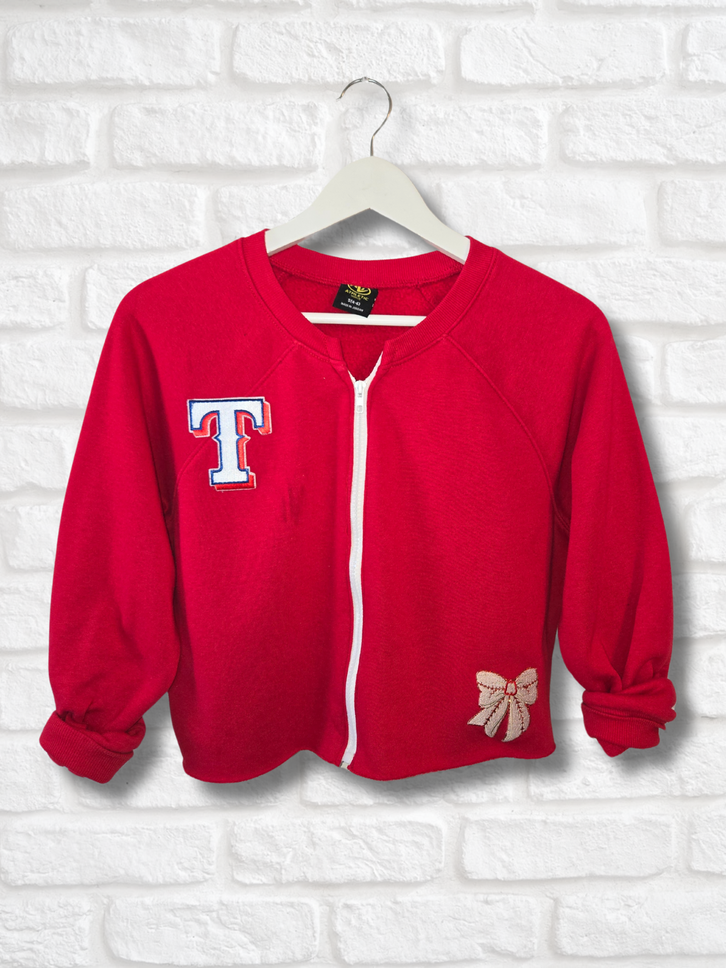 Texas Rangers Crop Zip-Up Sweatshirt
