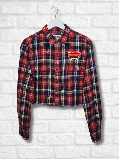 Kansas City Chiefs Crop Rhinestone Flannel