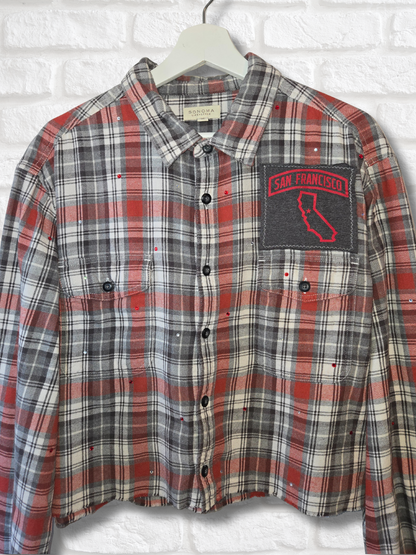 San Francisco 49ers Rhinestone Crop Flannel