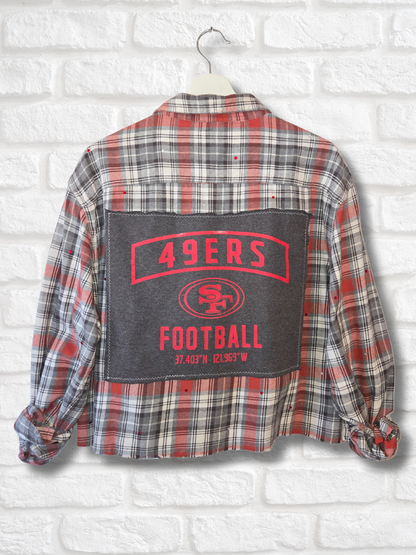 San Francisco 49ers Rhinestone Crop Flannel