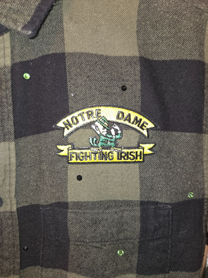 Notre Dame Rhinestone Crop Flannel