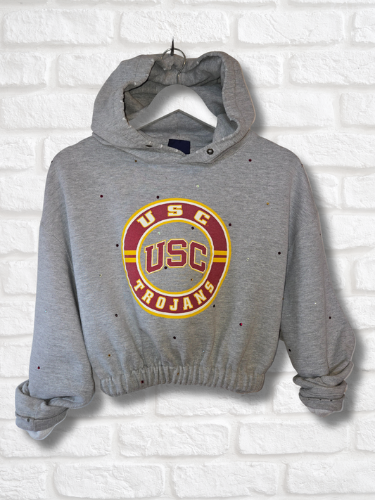 USC Trojans Crop Banded Bottom Hoodie