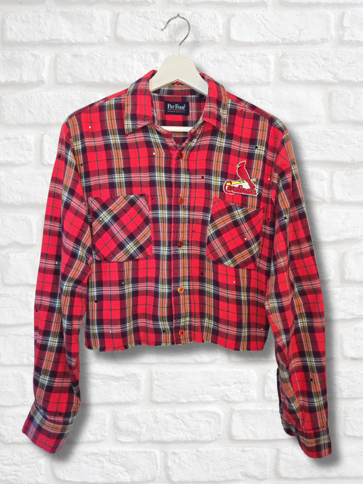St. Louis Cardinals Rhinestone Crop Flannel