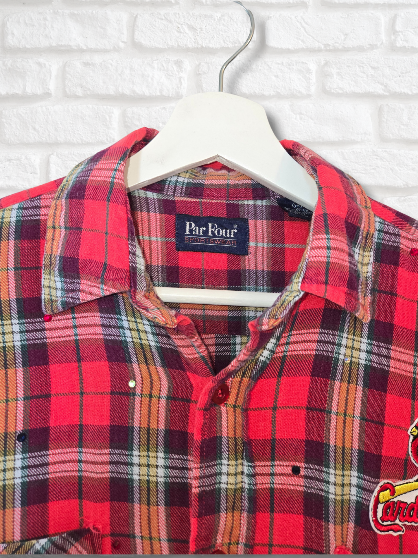 St. Louis Cardinals Rhinestone Crop Flannel