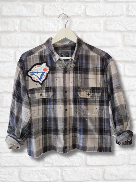 Toronto Blue Jays Rhinestone Crop Flannel