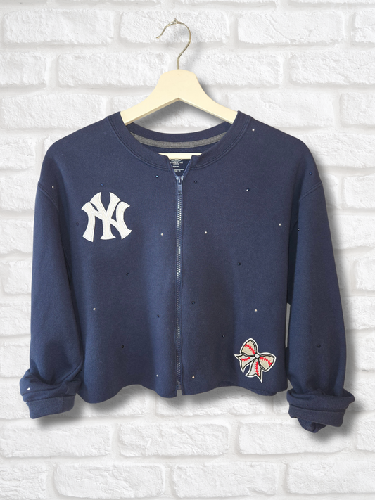 New York Yankees Crop Zip-Up Sweatshirt