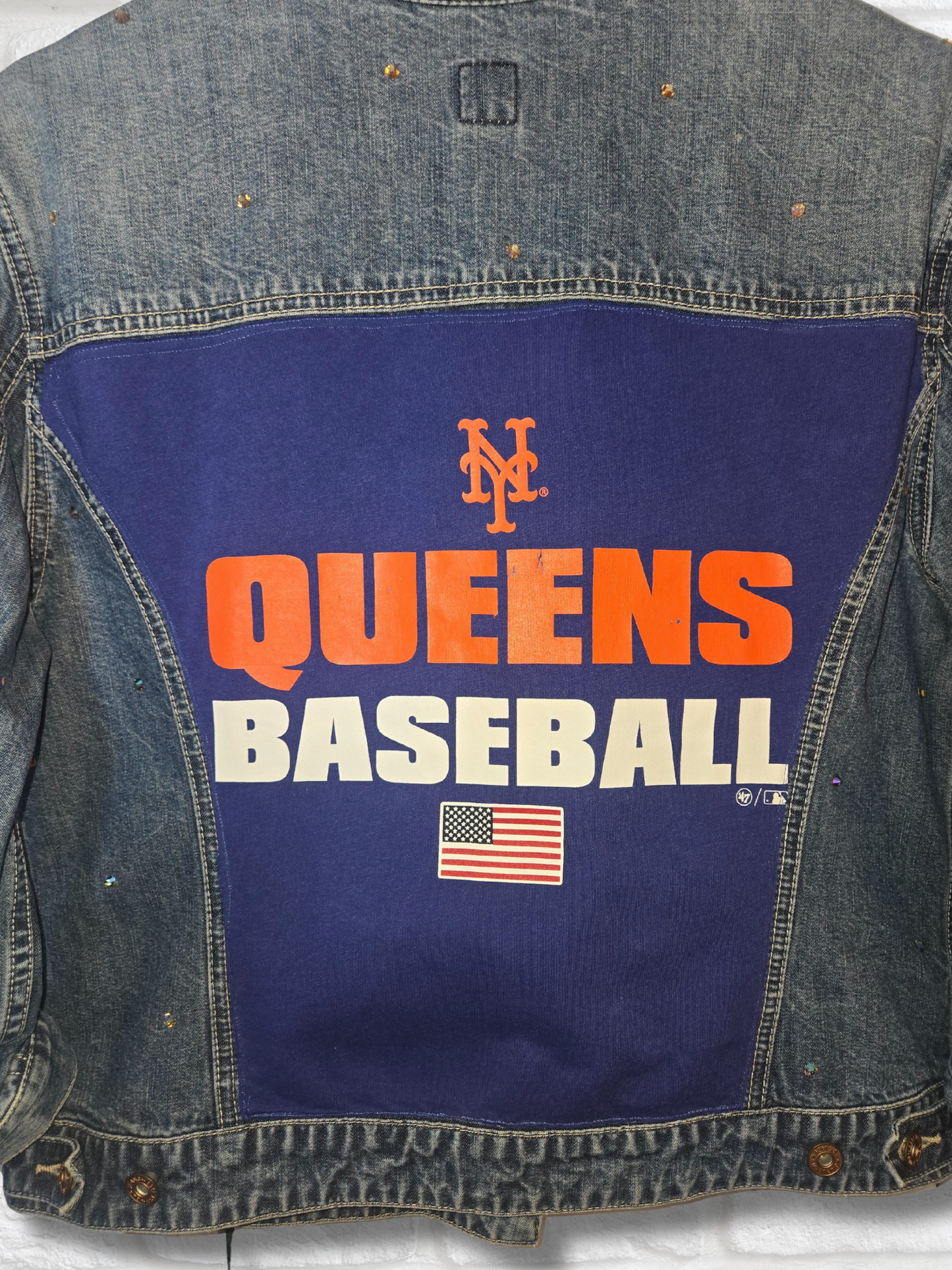 New York Mets Crop Rhinestone Jacket