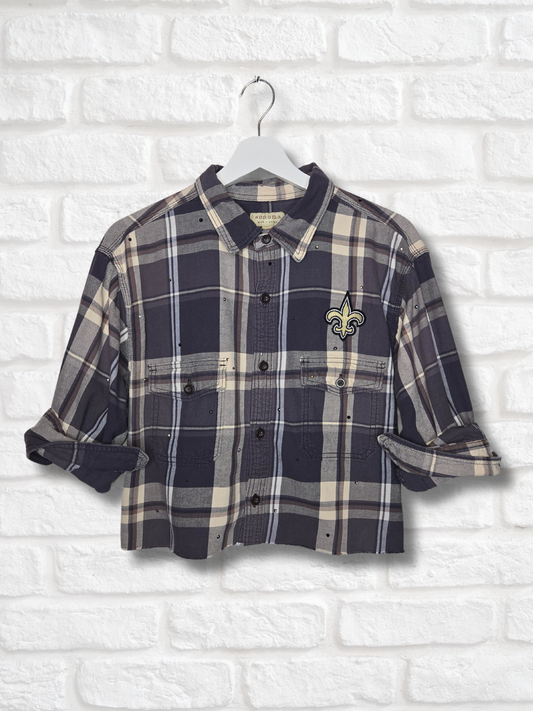 New Orleans Saints Crop Flannel