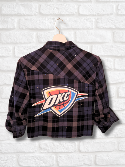OKC Thunder Rhinestone Crop Flannel