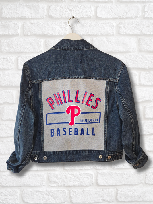 Philadelphia Phillies Rhinestone Crop Denim Jacket