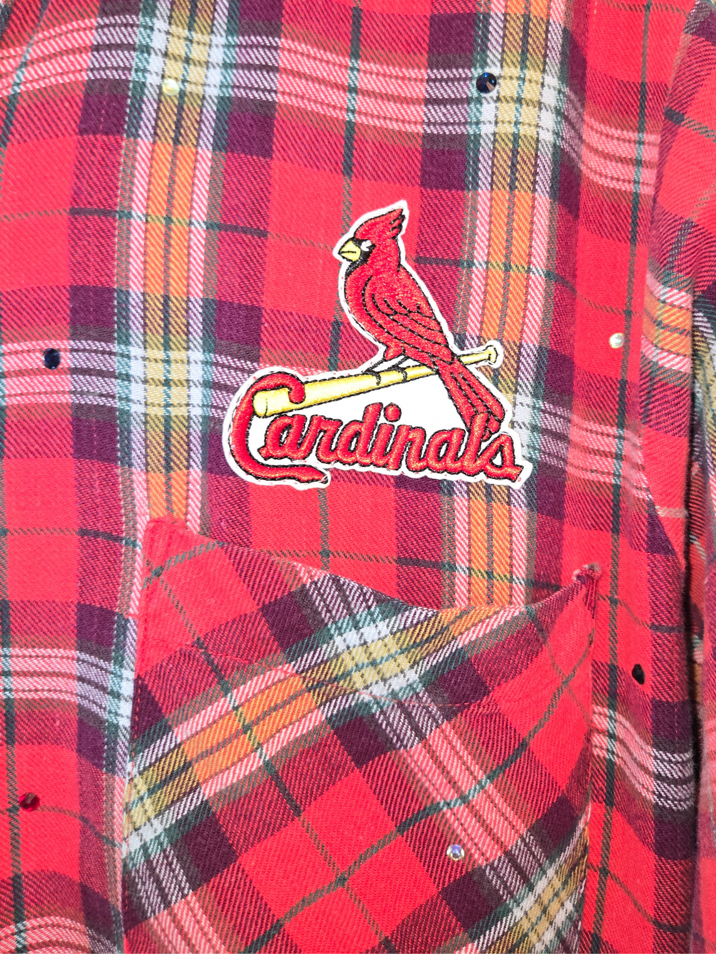 St. Louis Cardinals Rhinestone Crop Flannel