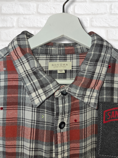 San Francisco 49ers Rhinestone Crop Flannel